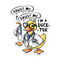 (2 Pack) Trust Me I'm A Ducktor Stickers - Funny Animal Stickers - Doctor Duck Stickers - 5" On Longest Side - Sticks to Smooth Flat Surfaces - Made in USA - BMCS9536