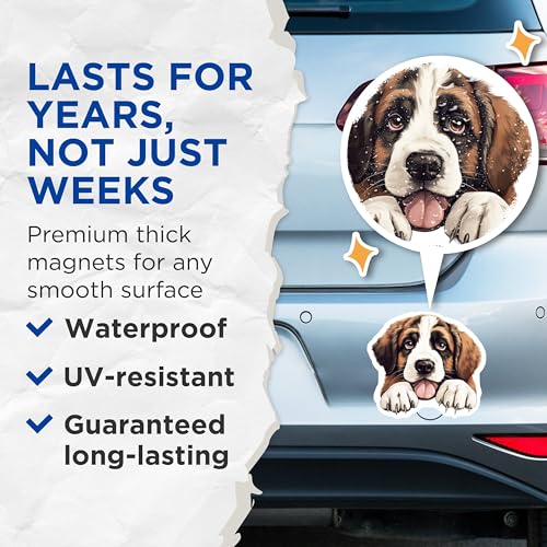 (2 Pack) Animal Lover Decor Magnet - Pet Owner Kitchen Accessories - 5" On Longest Side - Sticks to Smooth Flat Surfaces - Made in USA - MAG10287