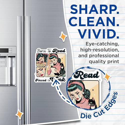 (2 Pack) Born to Read Forced to Work Magnets - Pages Over Paychecks - Comic Style Reading Decor - 5" On Longest Side - for Cars, Fridges, Toolboxes - Made in USA - MAG7159