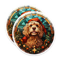 (2 Pack) Christmas Dog Magnets for Fridge - Stained Glass Doodle Art - Festive Pet Home Decoration - 5 Inches On Longest Side - Thick Durable Magnet - Made in USA - MAG26906