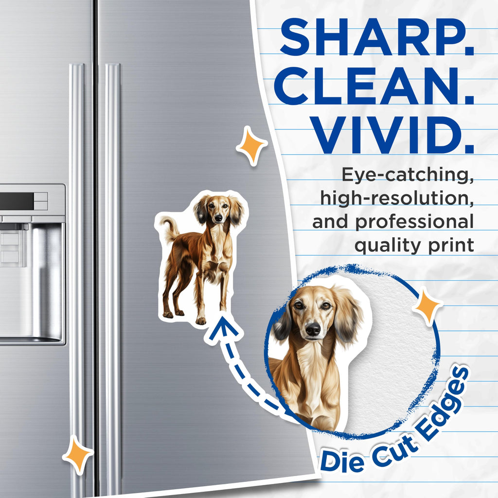 (2 Pack) Saluki Dog Magnets - Elegant Sighthound Art - Dog Lover Kitchen Decor - Pet Parent Refrigerator Accessory - 5 Inches On Longest Side - Thick Durable Magnet - Made in USA - MAG30382