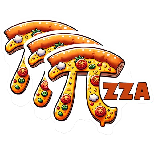 (3 Pack) Pizza Pi Decals - Math Pun - Funny Food Decal - 3 Inches On Longest Side - Easy Peel & Apply - Made in USA - 3MCS6918