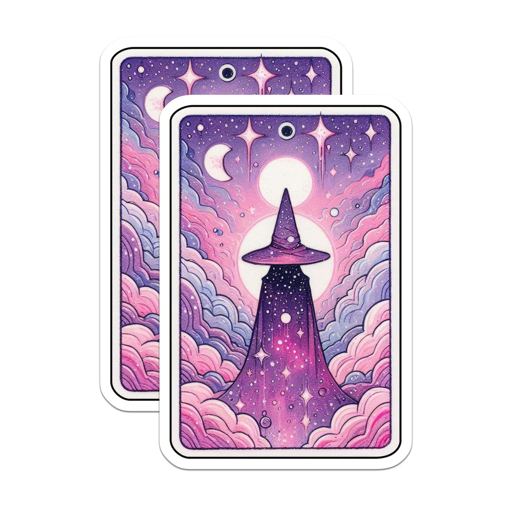 (2 Pack) Cosmic Witch Hat Magnets - Starry Sky Sorceress - Dreamy Celestial Decor - 5 Inches On Longest Side - Thick Durable Magnet - Made in USA - MAG21762