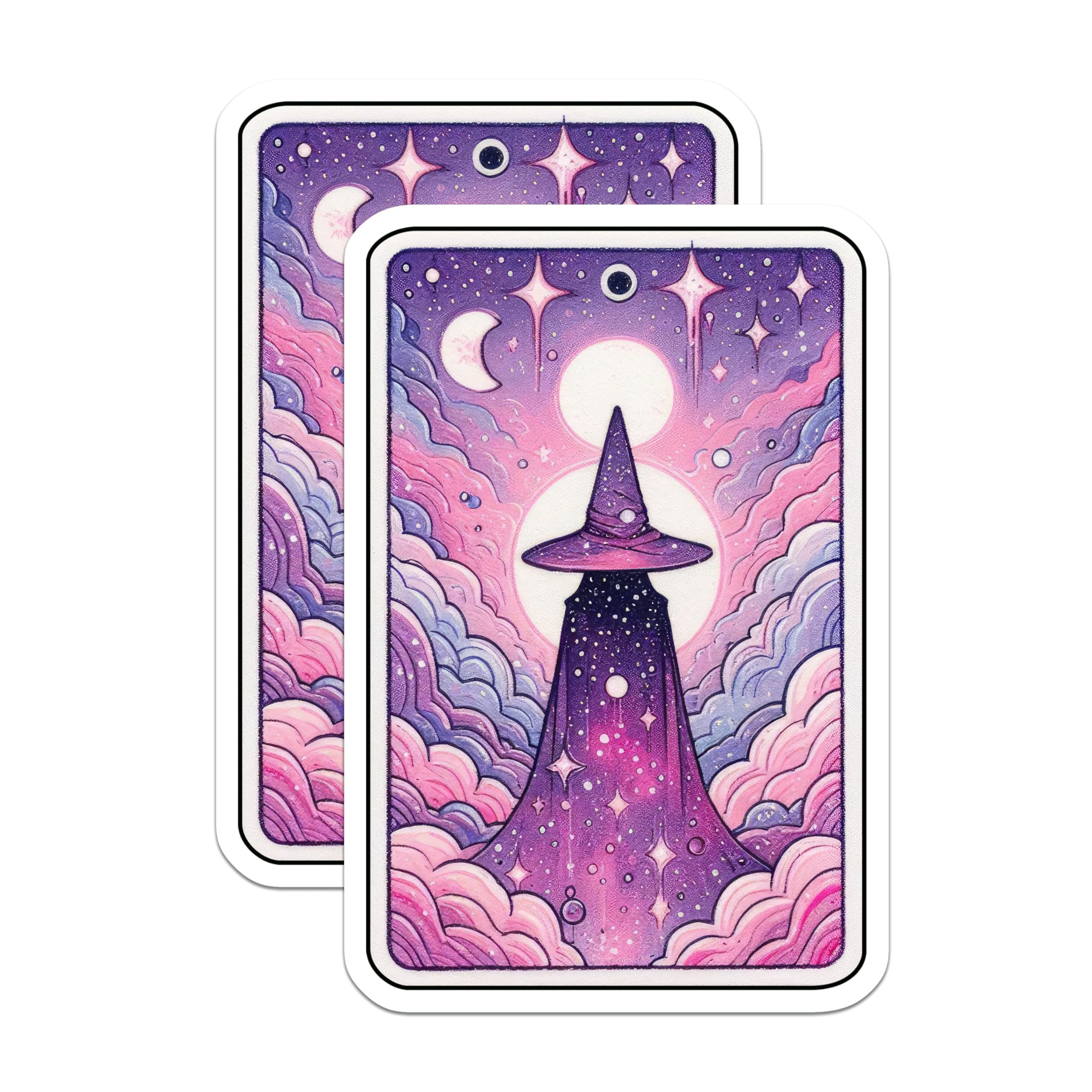 (2 Pack) Cosmic Witch Hat Magnets - Starry Sky Sorceress - Dreamy Celestial Decor - 5 Inches On Longest Side - Thick Durable Magnet - Made in USA - MAG21762