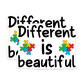 (2 Pack) Autism Awareness Magnets - Neurodiversity Acceptance Decor - Different is Beautiful Quote - 5 Inches On Longest Side - Thick Durable Magnet - Made in USA - MAG38984