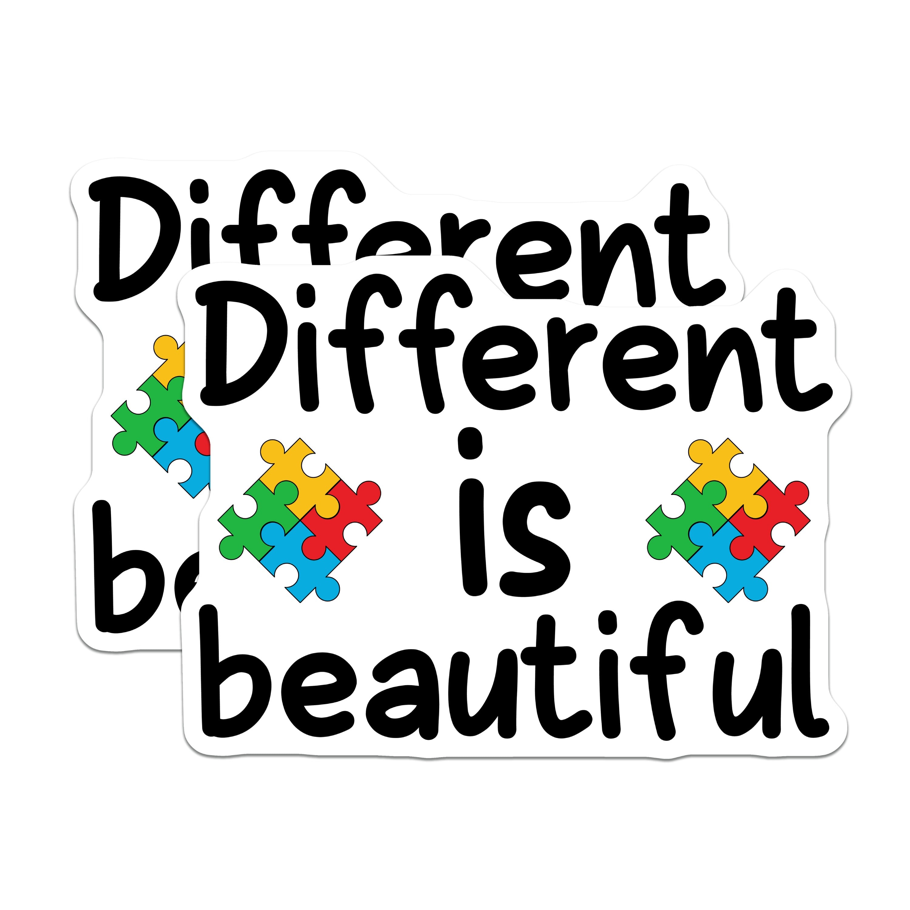 (2 Pack) Autism Awareness Magnets - Neurodiversity Acceptance Decor - Different is Beautiful Quote - 5 Inches On Longest Side - Thick Durable Magnet - Made in USA - MAG38984