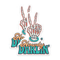 (2 Pack) Howdy Darlin Magnets - Skeleton Peace Sign Boho Western Style Decor - Quirky Southern Halloween Fridge Charm - 5 Inches On Longest Side - Thick Durable Magnet - Made in USA - MAG22162