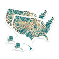 (2 Pack) USA Map Magnets - United States Decor - Teal and Gold Design - 5" On Longest Side - Premium Magnet - for Cars, Refrigerators, Toolboxes, Lockers - Made in USA - MAG18529
