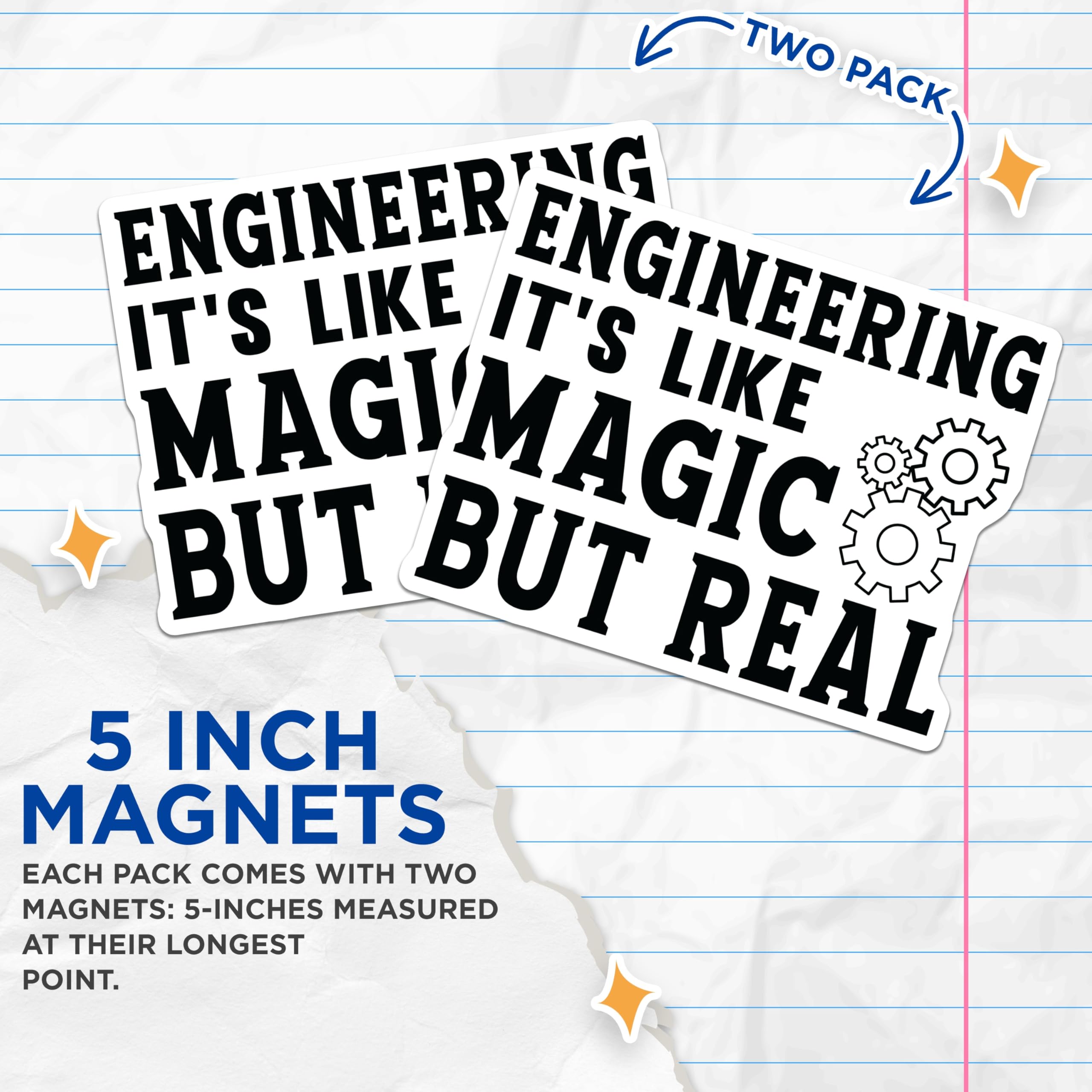 (2 Pack) Engineering Magnets - Funny Engineer Quote Magnet - Mechanical Logic Design - Science Tech Decor Item - 5 Inches On Longest Side - Thick Durable Magnet - Made in USA - MAG21065