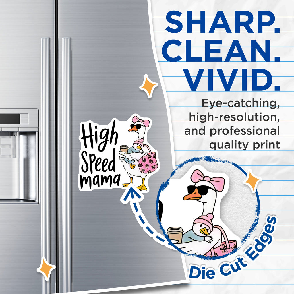 (2 Pack) High Speed Mama Magnets - Funny Goose Mom - Coffee Lover Parent Life - Mother's Day Cute Mom - 5 Inches On Longest Side - Thick Durable Magnet - Made in USA - MAG37574