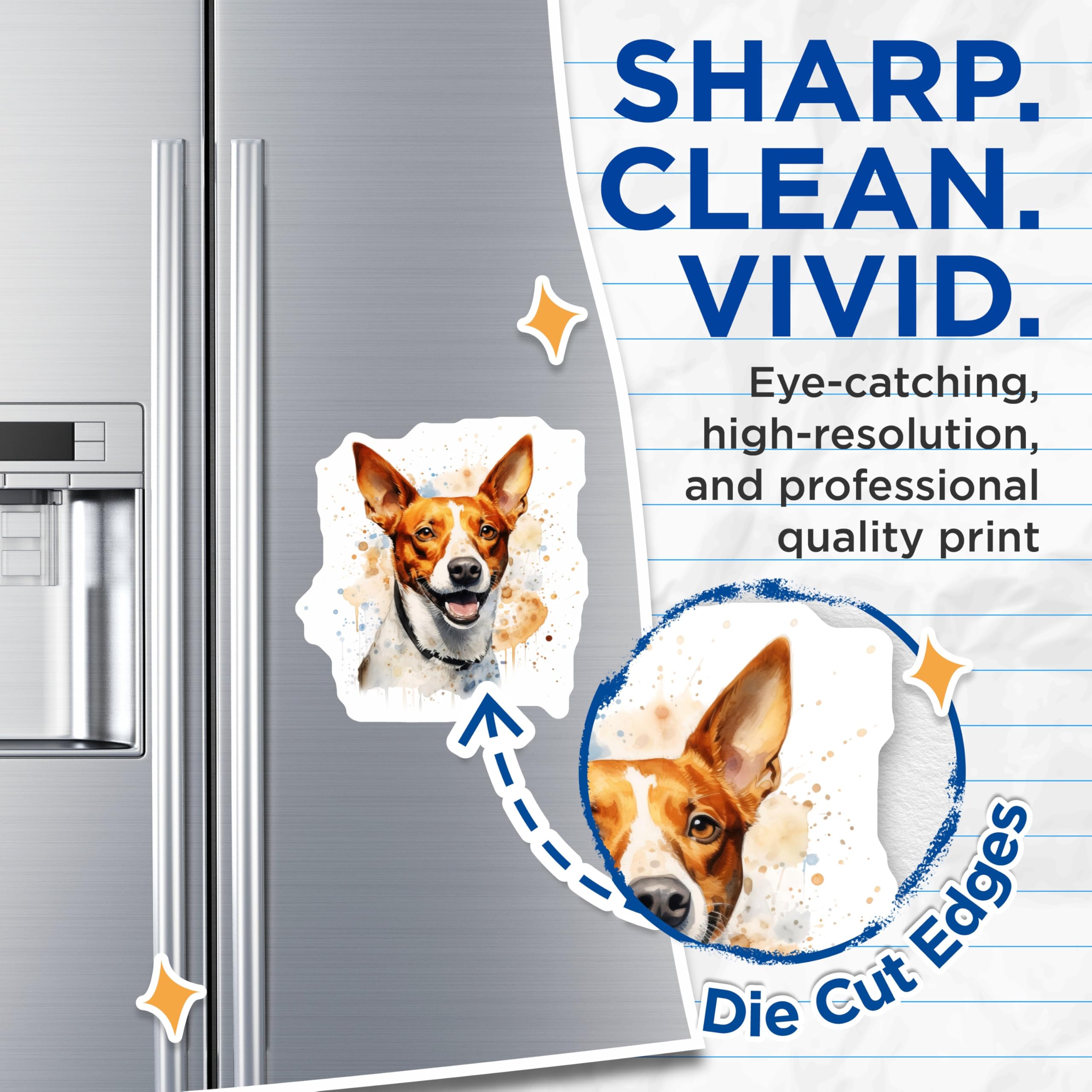 (2 Pack) Basenji Dog Magnets - Watercolor Pet Art - Animal Lover Decor - 5 Inches On Longest Side - Thick Durable Magnet - Made in USA - MAG24038
