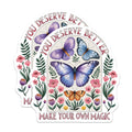 (2 Pack) Butterfly Magnets - Inspirational Quote - Floral Accent Home Decor Magnet - 5" On Longest Side - Premium Magnet - for Cars, Refrigerators, Toolboxes, Lockers - Made in USA - MAG18644