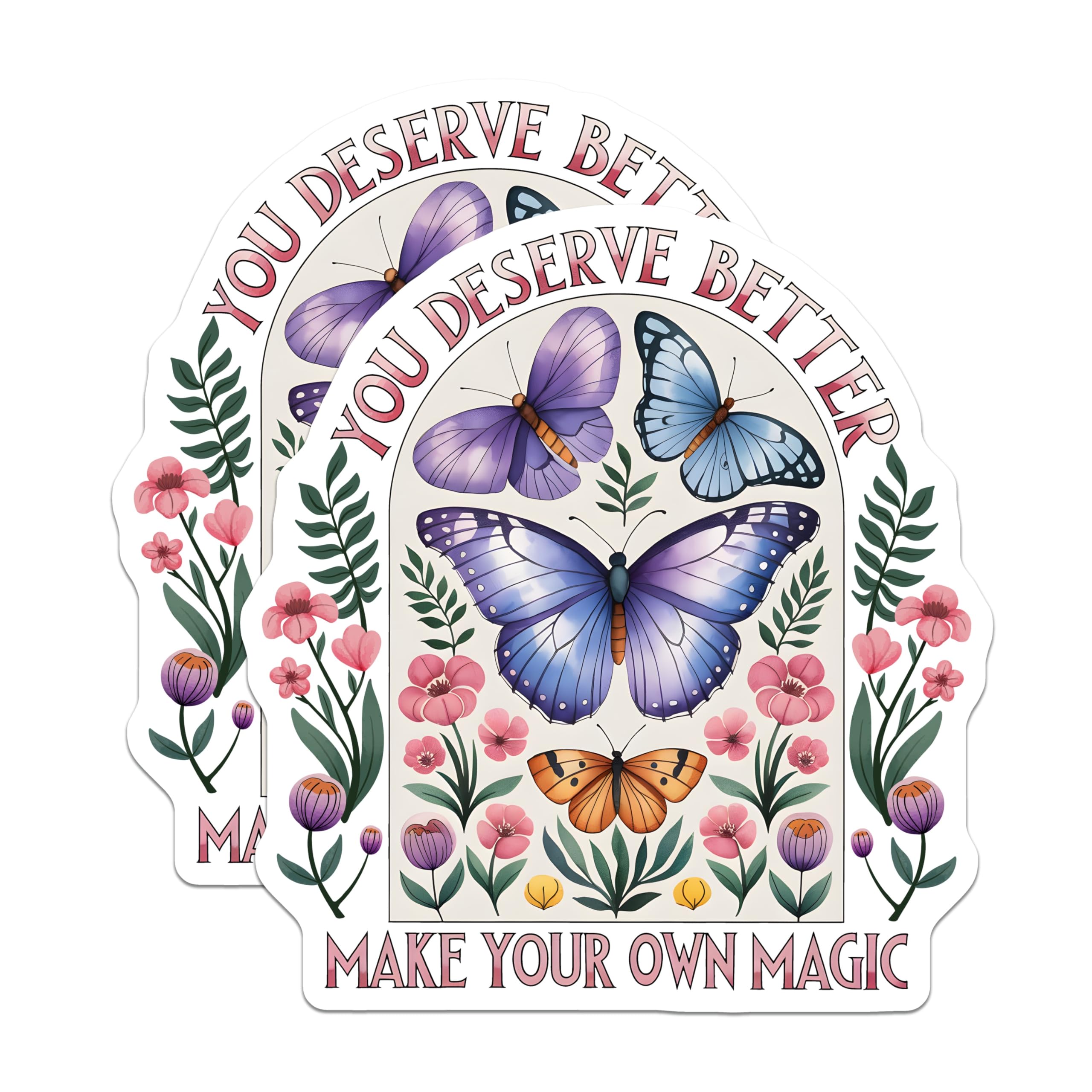 (2 Pack) Butterfly Magnets - Inspirational Quote - Floral Accent Home Decor Magnet - 5" On Longest Side - Premium Magnet - for Cars, Refrigerators, Toolboxes, Lockers - Made in USA - MAG18644