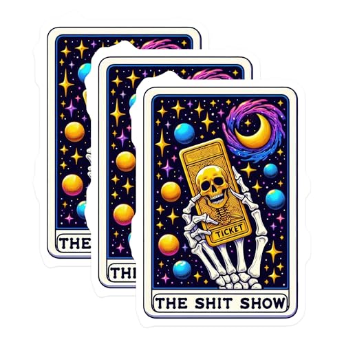 (3 Pack) Skeleton Ticket Decals - Galaxy Moon Sticker - Funny Show Decals - 3 Inches On Longest Side - Easy Peel & Apply - Made in USA - 3MCS4264