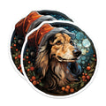 (2 Pack) Christmas Dog Magnets - Santa Hat Pet Decoration - Festive Canine Art Collectible - 5 Inches On Longest Side - Thick Durable Magnet - Made in USA - MAG24483