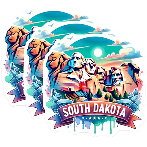 (3 Pack) Mount Rushmore Decals - South Dakota Decal - Laptop Decal- 3 Inches On Longest Side - Easy Peel & Apply - Made in USA - 3MCS5600