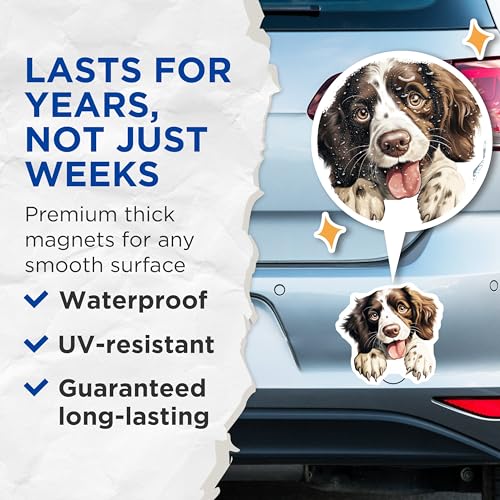 (2 Pack) Puppy Art Magnet - Animal Decor - Dog Enthusiast - Dog Lovers - 5" On Longest Side - Sticks to Smooth Flat Surfaces - Made in USA - MAG9977
