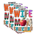 (3 Pack) Wife Mom Teacher Decals - Appreciation - Educational Vinyl Stickers - 3 Inches On Longest Side - Easy Peel & Apply - Made in USA - 3MCS7236