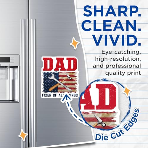 (2 Pack) Dad Fixer of All Things Magnets Magnets - Handy Dad Decor - Father's Day Mem - 5" On Longest Side - Made in USA - Sticks to Refrigerators & Metal Surfaces - MAG8646