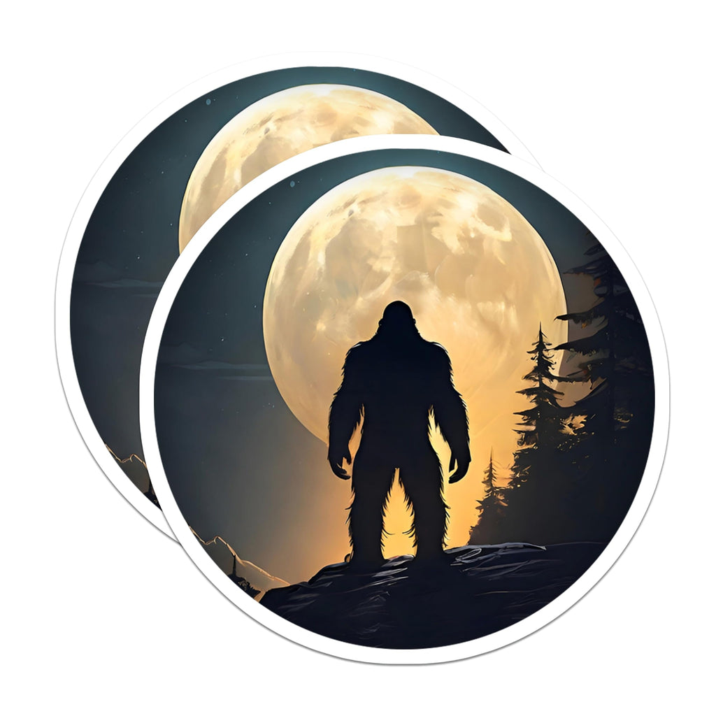 (2 Pack) Bigfoot Silhouette Magnets - Sasquatch Forest Decor - Full Moon Cryptid Accessory - 5 Inches On Longest Side - Thick Durable Magnet - Made in USA - MAG27213