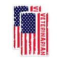 (2 Pack) American Flag Veterinarian Stickers - Patriotic Vet Stickers - USA Pride Stickers - 5" On Longest Side - Sticks to Smooth Flat Surfaces - Made in USA - BMCS5545