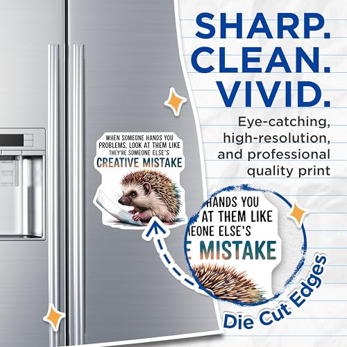 (2 Pack) Funny Quote Magnets Magnets - Creative Mistake Hedgehog - 5" On Longest Side - Made in USA - Sticks to Refrigerators & Metal Surfaces - MAG8750