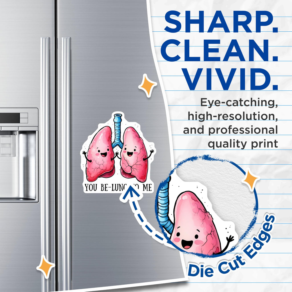 (2 Pack) You Be-Lung to Me Magnets - Funny Lungs Illustration - Cute Lungs Sticker for Healthcare Professionals - 5" On Longest Side - for Cars, Fridges, Toolboxes - Made in USA - MAG7598