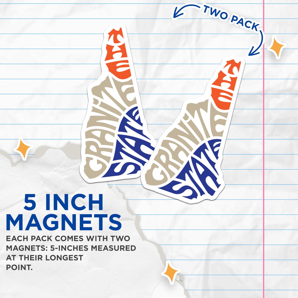 (2 Pack) New Hampshire State Map Magnets - Granite State Souvenir Collection - New England Travel Keepsake Refrigerator Decor - 5 Inches On Longest Side - Thick Durable Magnet - Made in USA - MAG21801