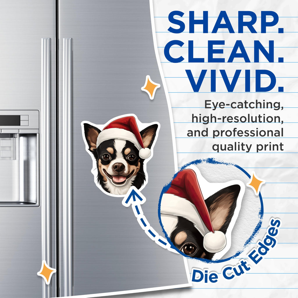 (2 Pack) Christmas Chihuahua Magnets - Santa Dog Decor - Holiday Pet Lover Present - 5 Inches On Longest Side - Thick Durable Magnet - Made in USA - MAG29901