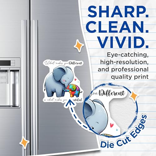 (2 Pack) Elephant Puzzle Piece Magnets - Inspirational for Kids - Cute Animal - Motivation - 5" On Longest Side - for Cars, Refrigerators, Toolboxes, Lockers - Made in USA BMCS3212