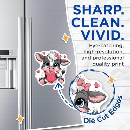(2 Pack) Cute Cow Magnets - Animal Heart Magnets - Fridge Magnets for Cow Lovers - 5" On Longest Side - for Cars, Refrigerators, Toolboxes, Lockers - Made in USA BMCS3406
