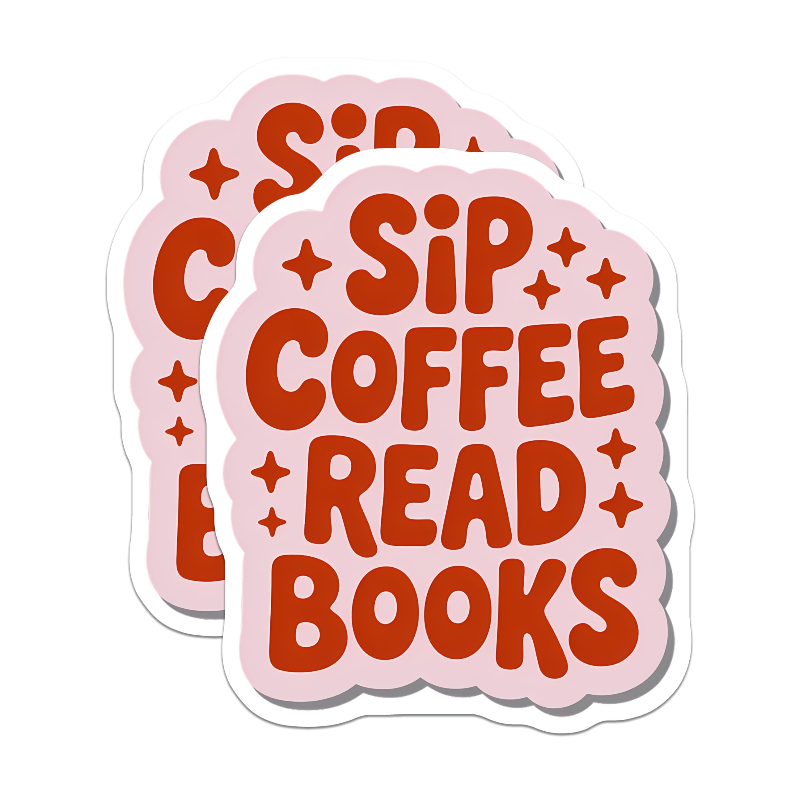 (2 Pack) Sip Coffee Read Books Magnets - Cozy Book Nook Decor for Readers - Literary Fridge Locker Whiteboard Accessories - 5 Inches On Longest Side - Thick Durable Magnet - Made in USA - MAG22525