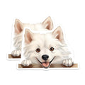(2 Pack) Cute Dog Stickers - Fluffy White Pup - Adorable Animal Illustration - 5" On Longest Side - Sticks to Smooth Flat Surfaces - Made in USA - BMCS9821