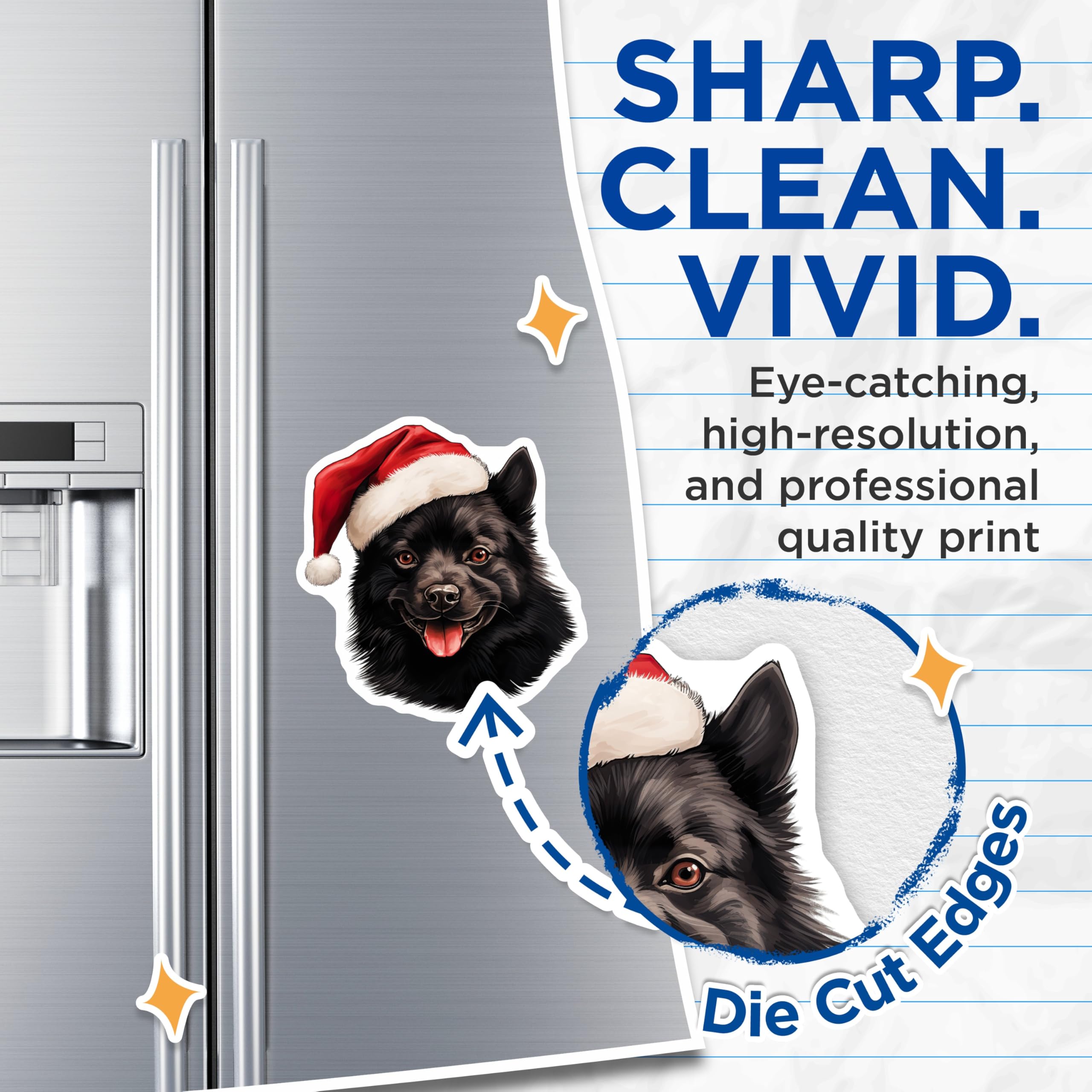 (2 Pack) Black Dog Christmas Magnets - Santa Hat Dog - Pet Owner Decor - 5 Inches On Longest Side - Thick Durable Magnet - Made in USA - MAG28605