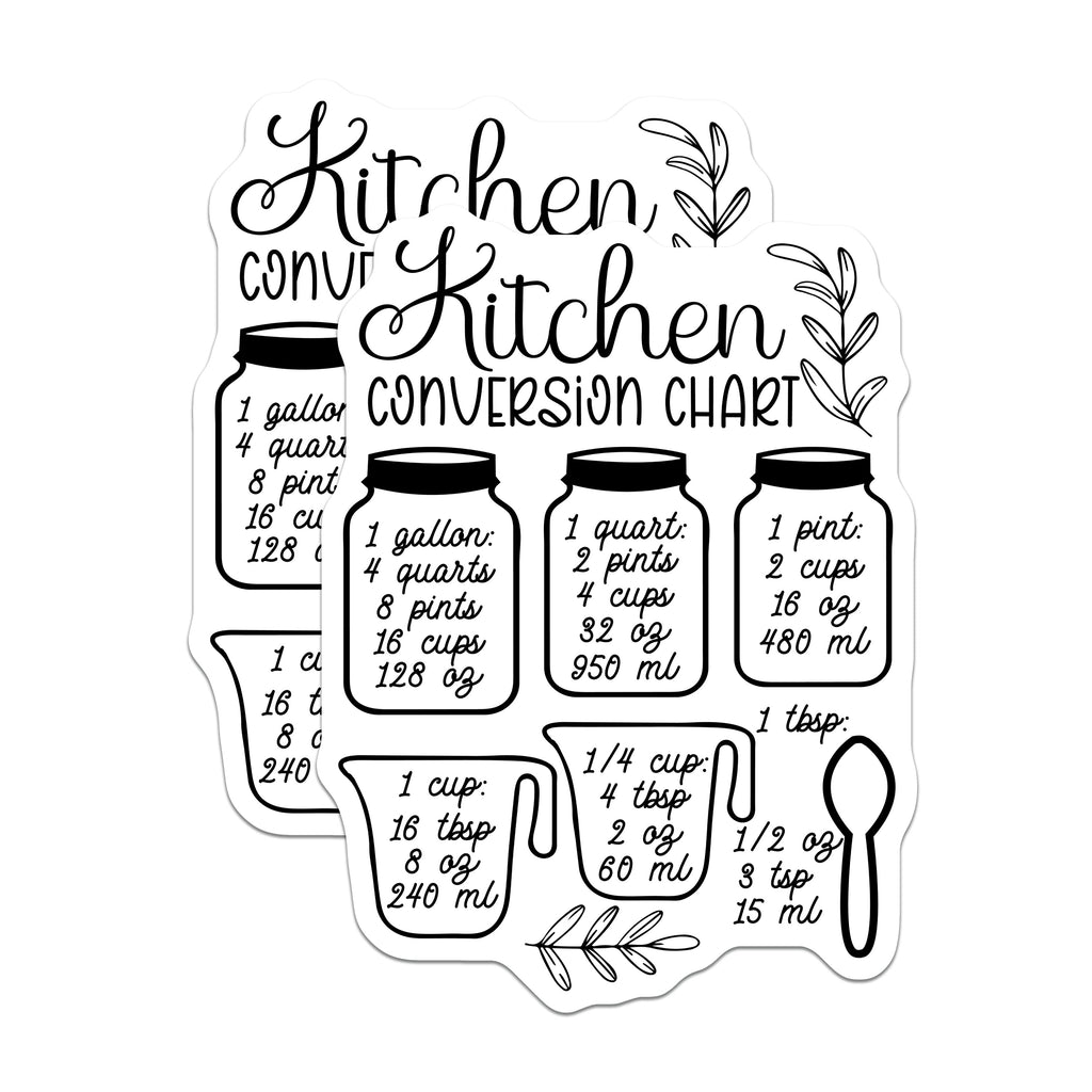 (2 Pack) Kitchen Conversion Chart Magnets - Cooking Measurement - Baking Volume Reference - 5 Inches On Longest Side - Thick Durable Magnet - Made in USA - MAG36312