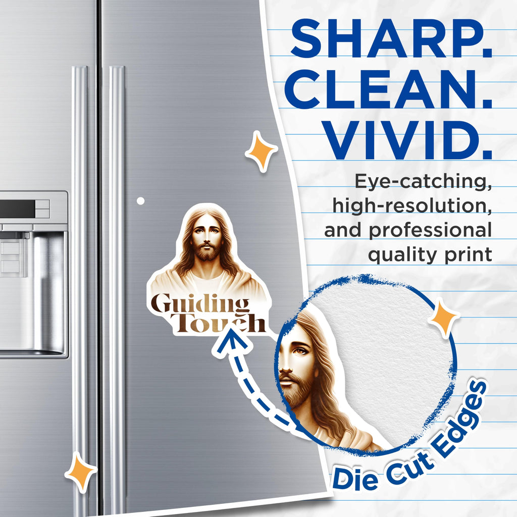 (2 Pack) Jesus Christ Magnets - Guiding Touch - Christian Faith Decor for Home Devotion - 5 Inches On Longest Side - Thick Durable Magnet - Made in USA - MAG30470