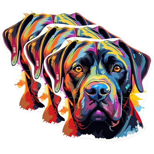 (3 Pack) Cane Corso Decals - Colorful Dog Stickers - Laptop Decal Art - 3 Inches On Longest Side - Easy Peel & Apply - Made in USA - 3MCS0685