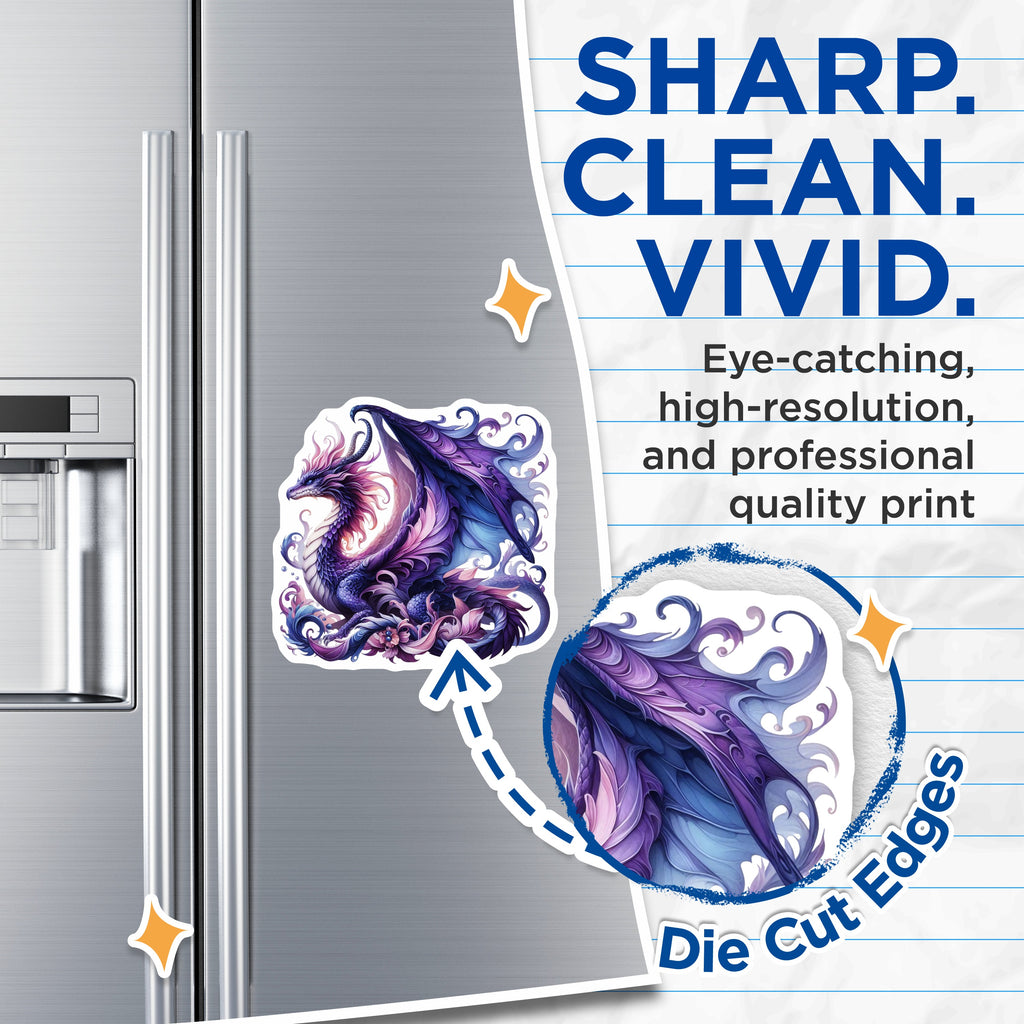 (2 Pack) Mystical Dragon Magnets - Purple Fantasy Creature - Whimsical Refrigerator Locker Decor - Unique Dragon Collector Item - 5" - Durable Magnet - Made in USA - MAG37837