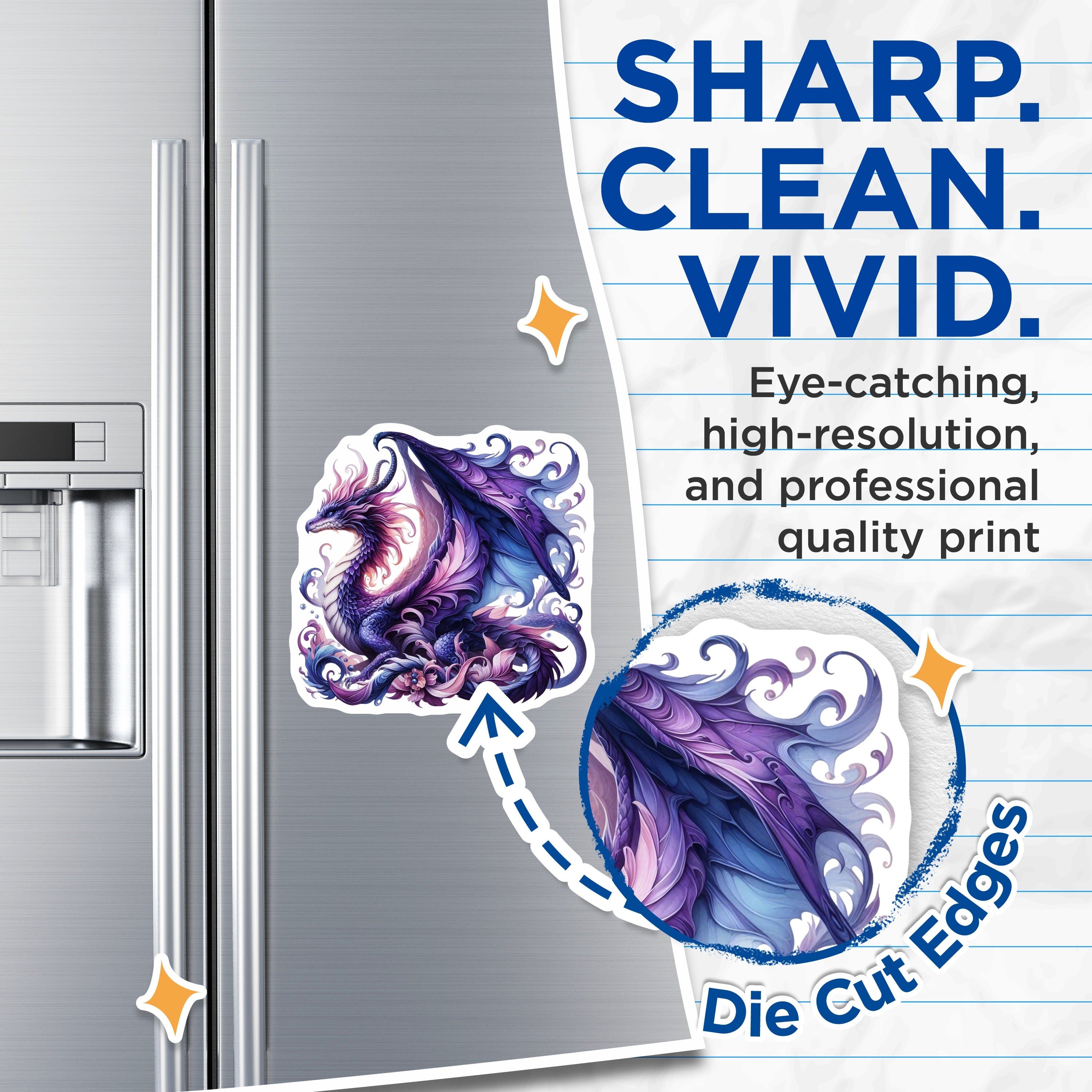 (2 Pack) Mystical Dragon Magnets - Purple Fantasy Creature - Whimsical Refrigerator Locker Decor - Unique Dragon Collector Item - 5" - Durable Magnet - Made in USA - MAG37837