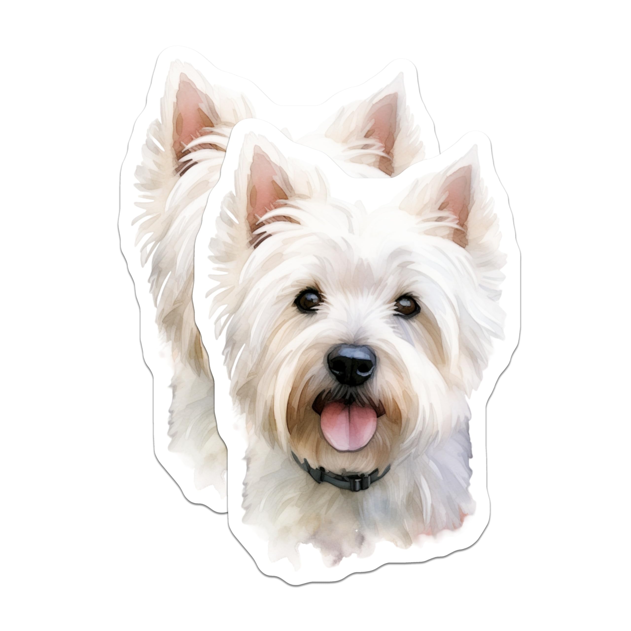 (2 Pack) Westie Magnets - West Highland White Terrier Art - Watercolor Dog Decor - Animal Fridge Magnets - 5 Inches On Longest Side - Thick Durable Magnet - Made in USA - MAG23657