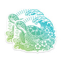 (2 Pack) Hawaiian Sea Turtle Magnets - Ocean Wave Design - Tropical Fridge Decor - Coastal Aesthetic Nature Lover - 5 Inches On Longest Side - Thick Durable Magnet - Made in USA - MAG39290