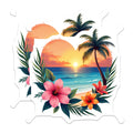 (2 Pack) Tropical Beach Sunset Magnets - Hawaii Vacation Decor - Ocean Palm Tree Art - 5 Inches On Longest Side - Thick Durable Magnet - Made in USA - MAG28268
