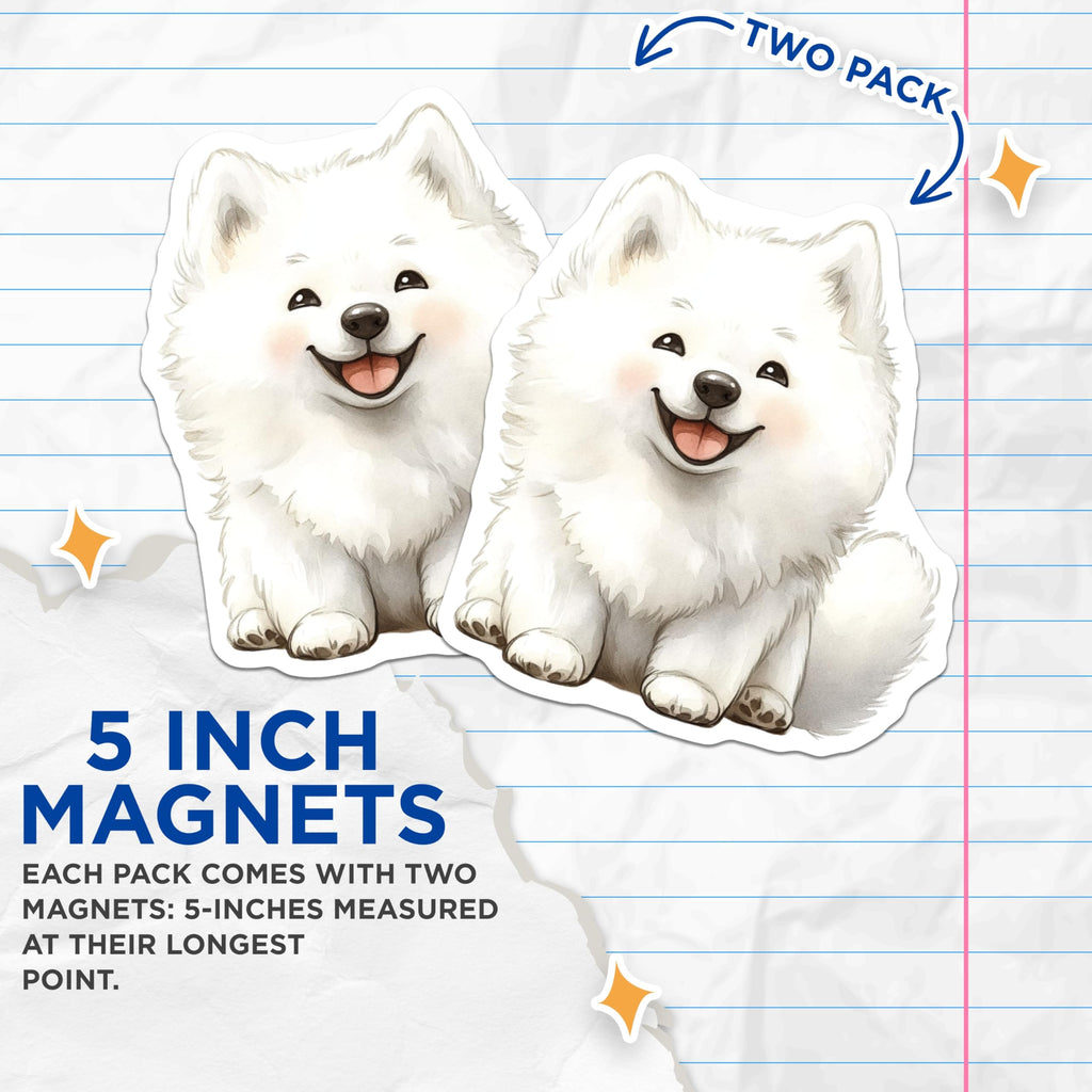 Samoyed Dog Coffee Mug - Watercolor Puppy Dog Mug - Cute Dog Lover Gift 11 Ounce Mug - 5" On Longest Side - Premium Magnet - for Cars, Refrigerators, Toolboxes, Lockers - Made in USA - MAG14837