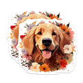 (2 Pack) Golden Retriever Magnets for Fridge - Floral Dog Art Decor - Adorable Pet Lover Kitchen Locker Display - 5 Inches On Longest Side - Thick Durable Magnet - Made in USA - MAG24037