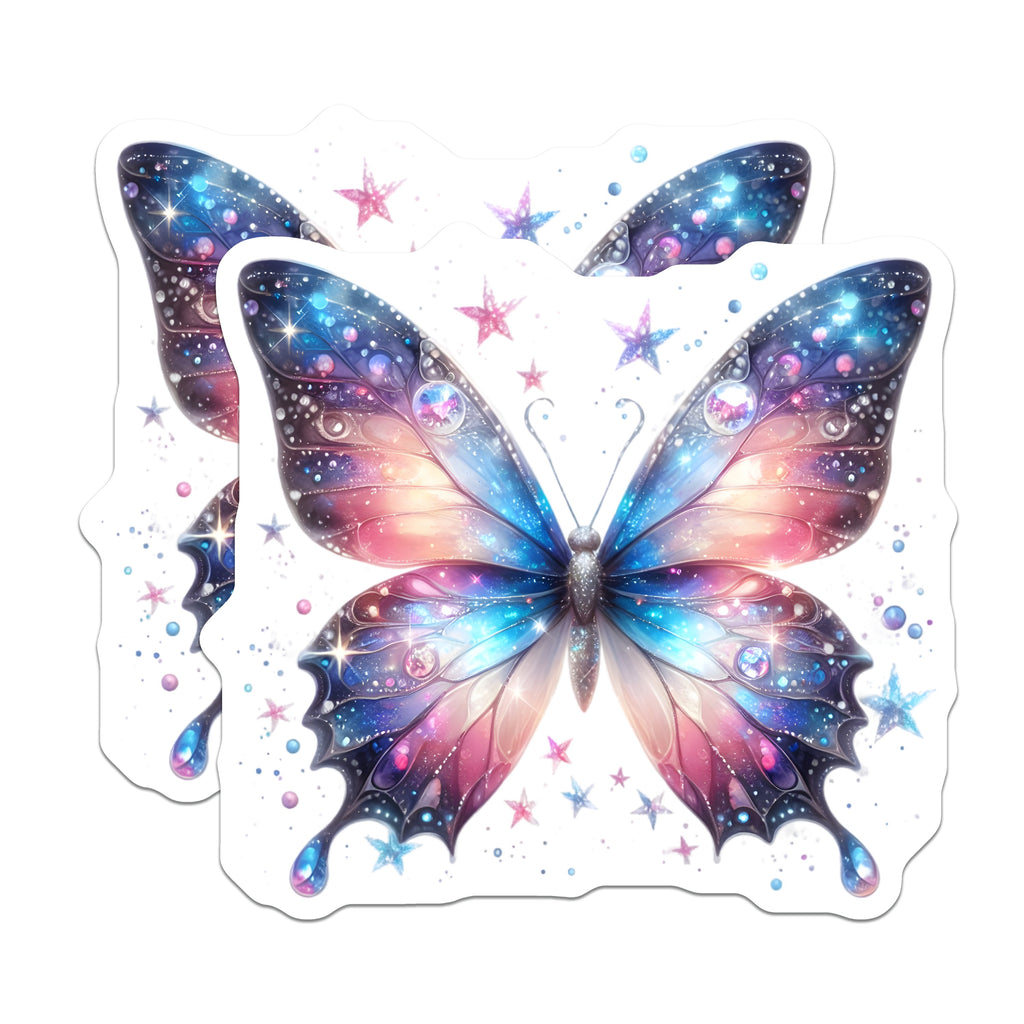 (2 Pack) Galaxy Butterfly Magnets - Celestial Aesthetic - Fairycore Decor - 5 Inches On Longest Side - Thick Durable Magnet - Made in USA - MAG39148