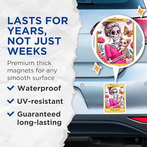 (2 Pack) Chihuahua Dog Lovers Magnet - Pet Parent Refrigerator Decoration - 5" On Longest Side - Sticks to Smooth Flat Surfaces - Made in USA - MAG10300