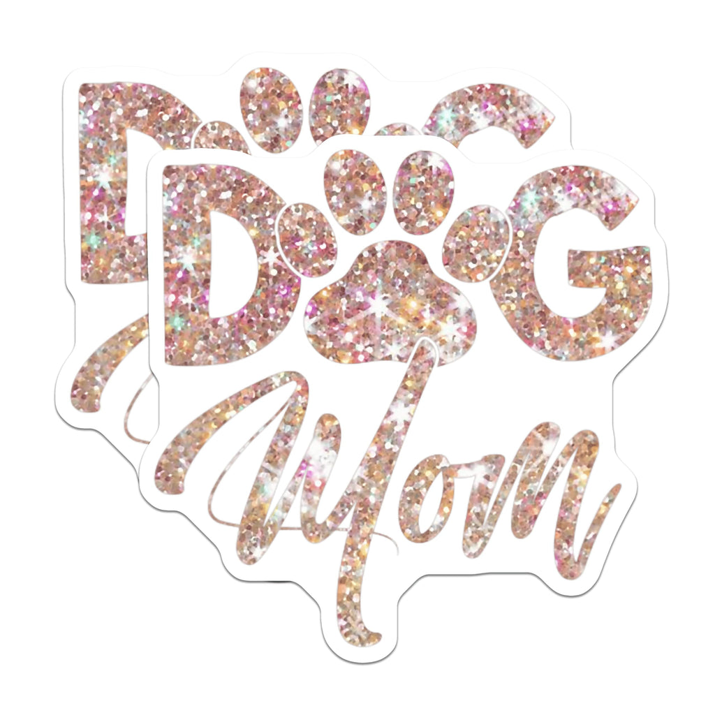 (2 Pack) Dog Mom Magnets - Sparkly Paw Print Art - Canine Lover Display - Pet Parent Accessory - Refrigerator Decor - 5 Inches On Longest Side - Thick Durable Magnet - Made in USA - MAG23524