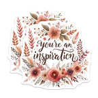 (2 Pack) You're an Inspiration Magnets - Floral Design - Motivational Quotes - Inspirational Magnets - 5" On Longest Side - for Cars, Fridges, Toolboxes - Made in USA - MAG4430