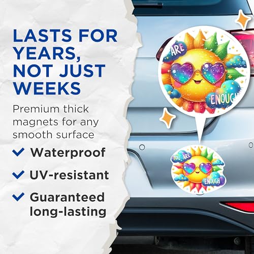 (2 Packs) You are Enough Magnets - Positive Inspiring Motivational Magnets - 5 Inches On Longest Side - Premium Magnet - for Fridges, Toolboxes, Cars - Made in USA - MAG2332