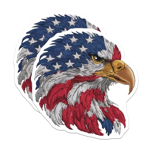 (2 Pack) Bald Eagle Magnets - American Flag Patriotic Decor - USA Eagle Art Emblem - 5" On Longest Side - for Cars, Fridges, Toolboxes - Made in USA - MAG7207
